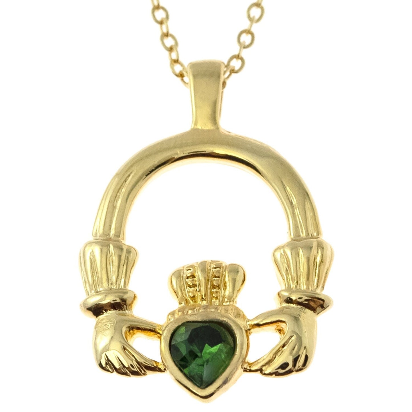 Vintage Claddagh Necklace Amethyst Swarovski Heart Crystal 18k Gold Antique Jewlery for Women N3099