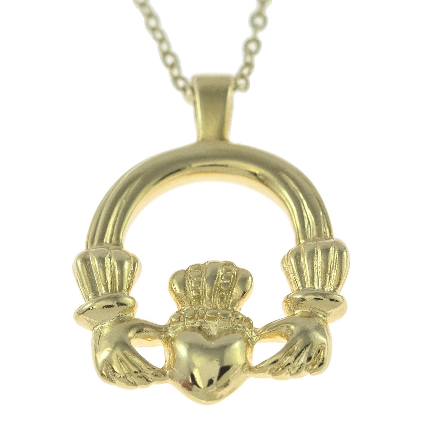 Vintage Claddagh Necklace Pendant Antique 18k Gold Made in the USA N1722 - Limited Stock - Never Worn