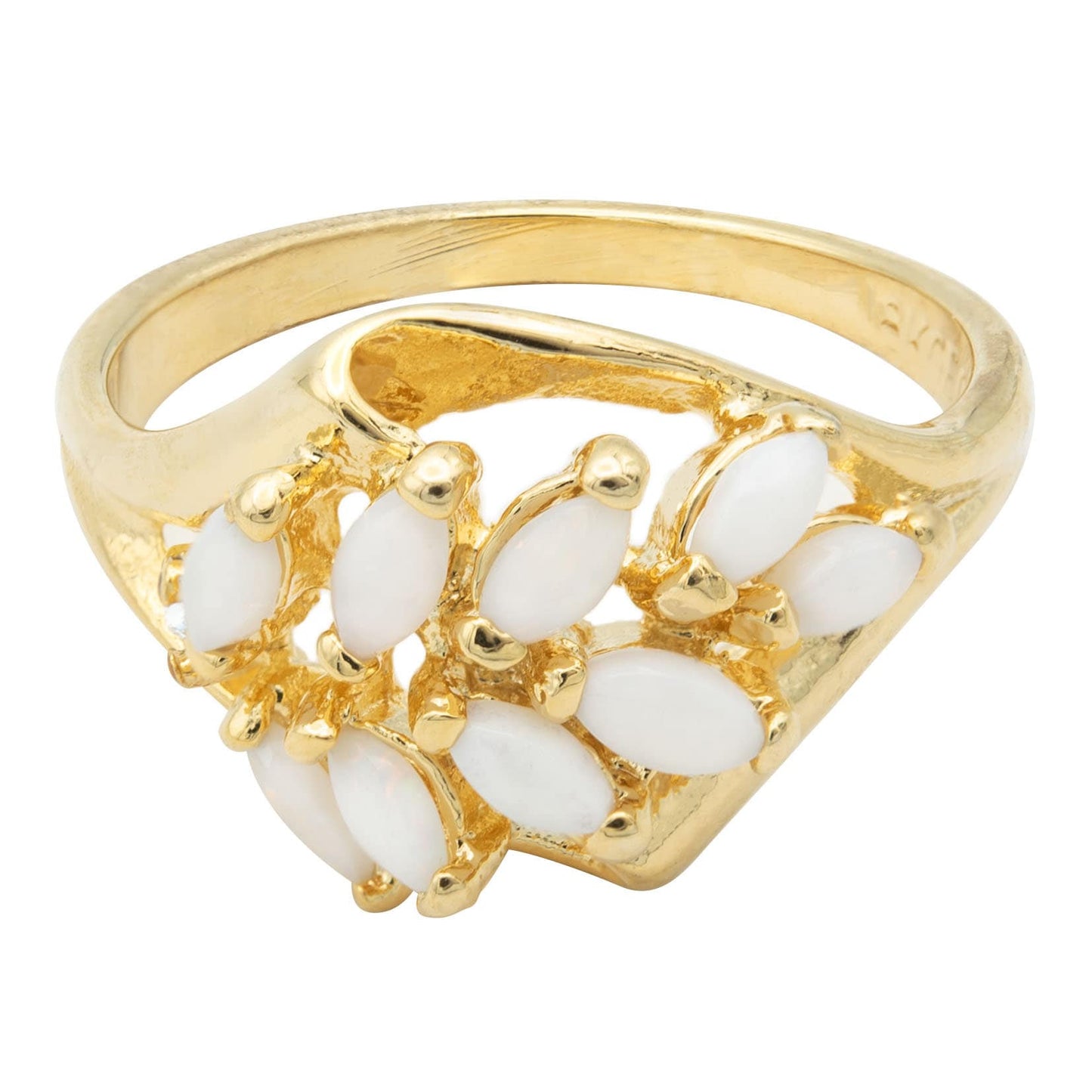 Vintage Ring Genuine Opal Cocktail Ring 18k Gold October Antique Womans Jewelry