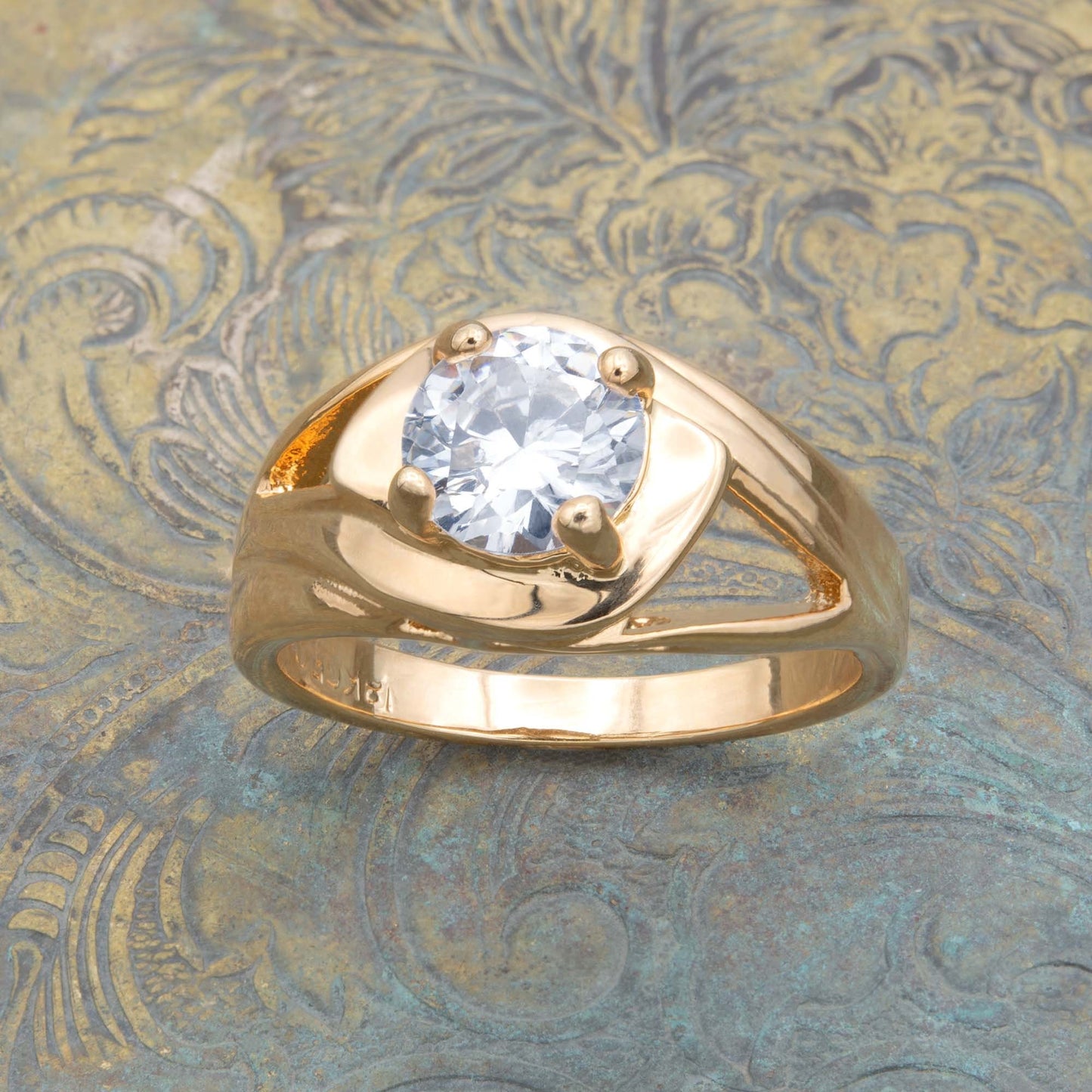 Vintage Ring 1.50 ct. Cubic Zirconia Solitaire Engagement Style Ring 18KT Gold Antique Womans Jewelry #R3428 - Limited Stock - Never Worn
