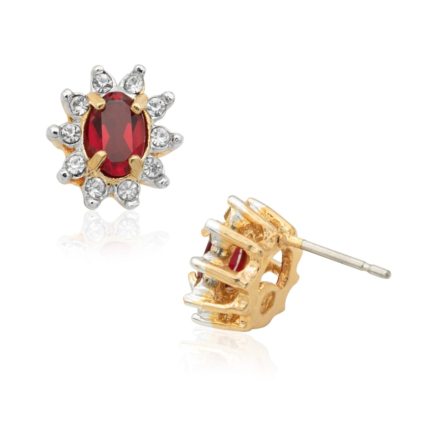 Vintage Rubyand Clear Swarovski Crystal Post Earrings E1291 - Limited Stock - Never Worn