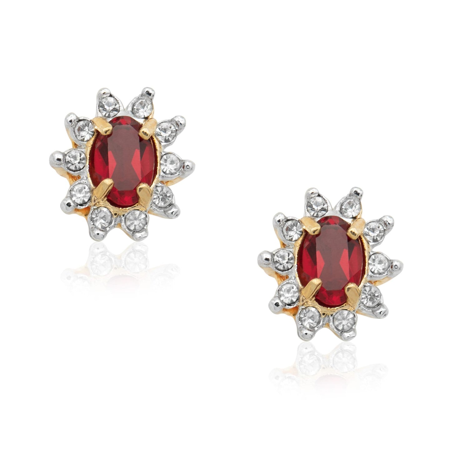 Vintage Rubyand Clear Swarovski Crystal Post Earrings E1291 - Limited Stock - Never Worn