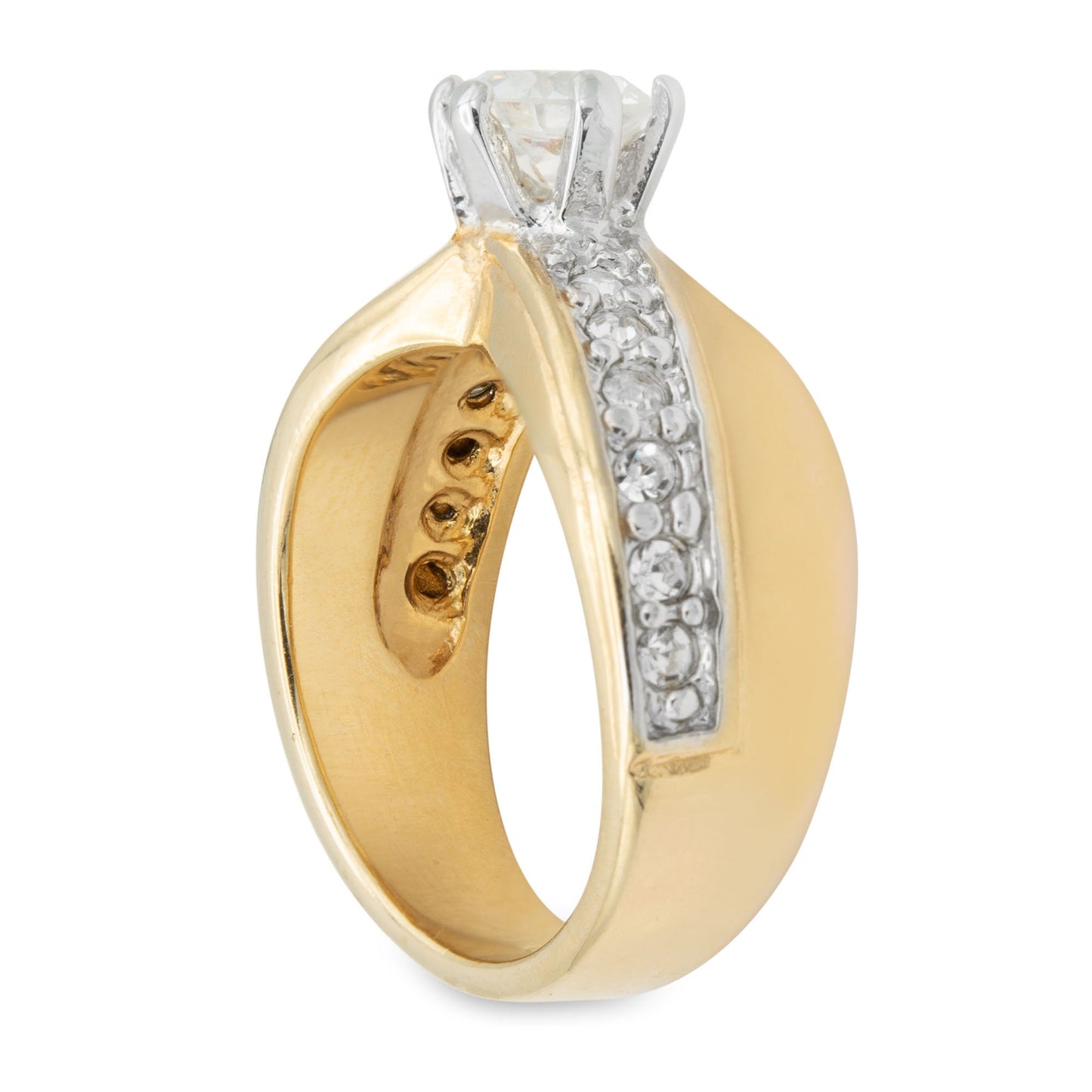 Vintage Ring Cubic Zirconia Solitaire Engagement Style Ring 18KT Gold Antique Womans Jewelry #R3139 - Limited Stock - Never Worn