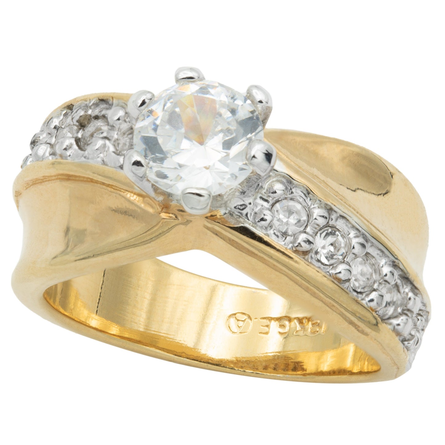 Vintage Ring Cubic Zirconia Solitaire Engagement Style Ring 18KT Gold Antique Womans Jewelry #R3139 - Limited Stock - Never Worn