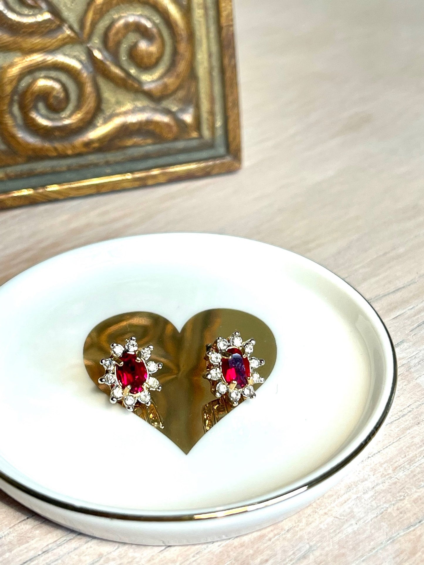 Vintage Rubyand Clear Swarovski Crystal Post Earrings E1291 - Limited Stock - Never Worn