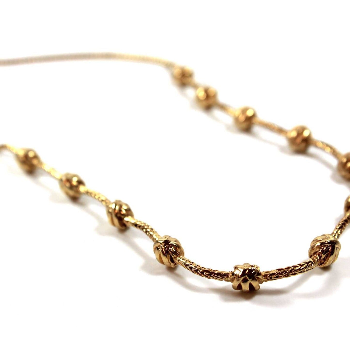 Vintage Oscar De La Renta 17in Gold Tone Beaded Wheat Chain Necklace Toggle Clasp Antique Womans #OS110