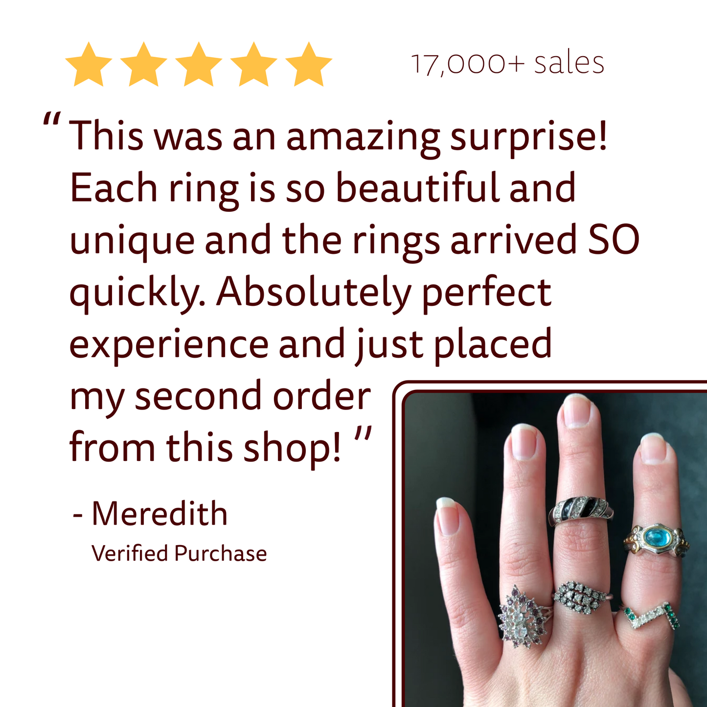 FIVE FOR ONE -Mix of 5 Vintage/Antique Rings for Women We Select Per Your Specifications Made in America - Bulk Pack