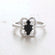 Vintage Jewelry Marquise Cut Jet Black Crystal Cocktail Ring in 18k White Gold Electroplate