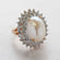 Vintage Jewelry Pearl Bead or Emerald and Clear Crystal Cocktail Ring in 18kt Gold Electroplate Made in the USA