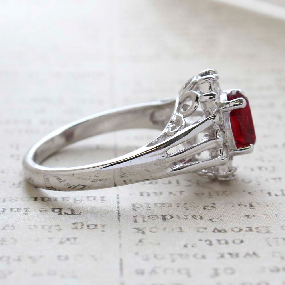 Vintage Ruby Austrian Crystal - Clear Austrian Crystals - 18k White Gold Electroplated - July Birthstone - Made in the USA