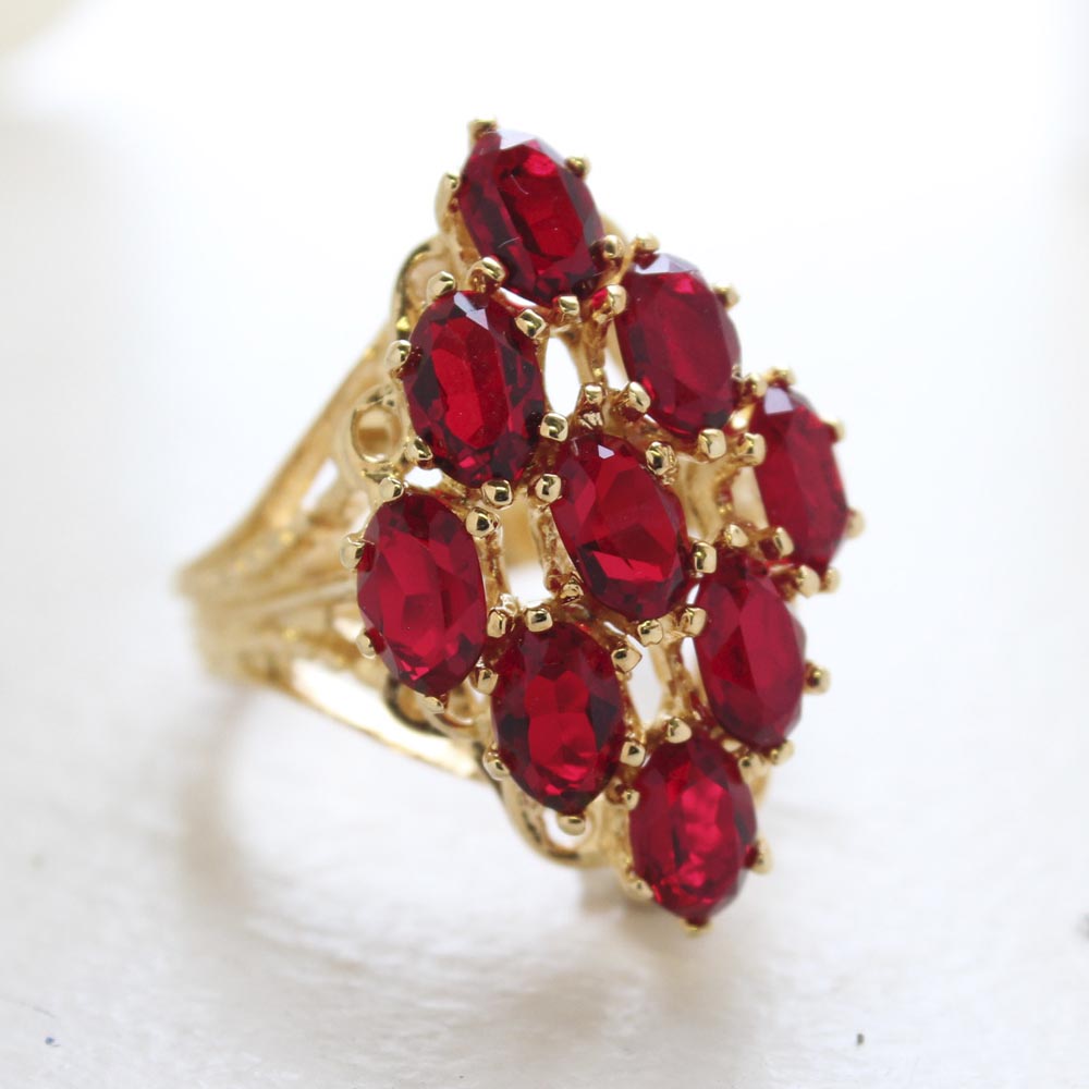 Vintage Jewelry Large Ruby Austrian Crystal Cocktail Ring