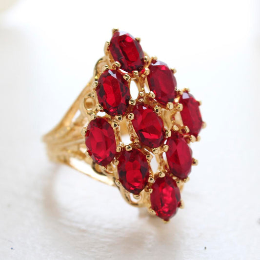 Vintage Jewelry Large Ruby Austrian Crystal Cocktail Ring