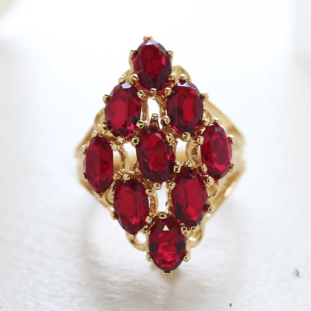 Vintage Jewelry Large Ruby Austrian Crystal Cocktail Ring