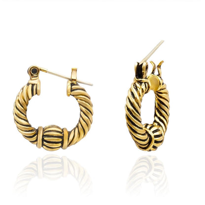 Women's Vintage Earrings Oscar de la Renta Twisted Rope Hoop Earrings