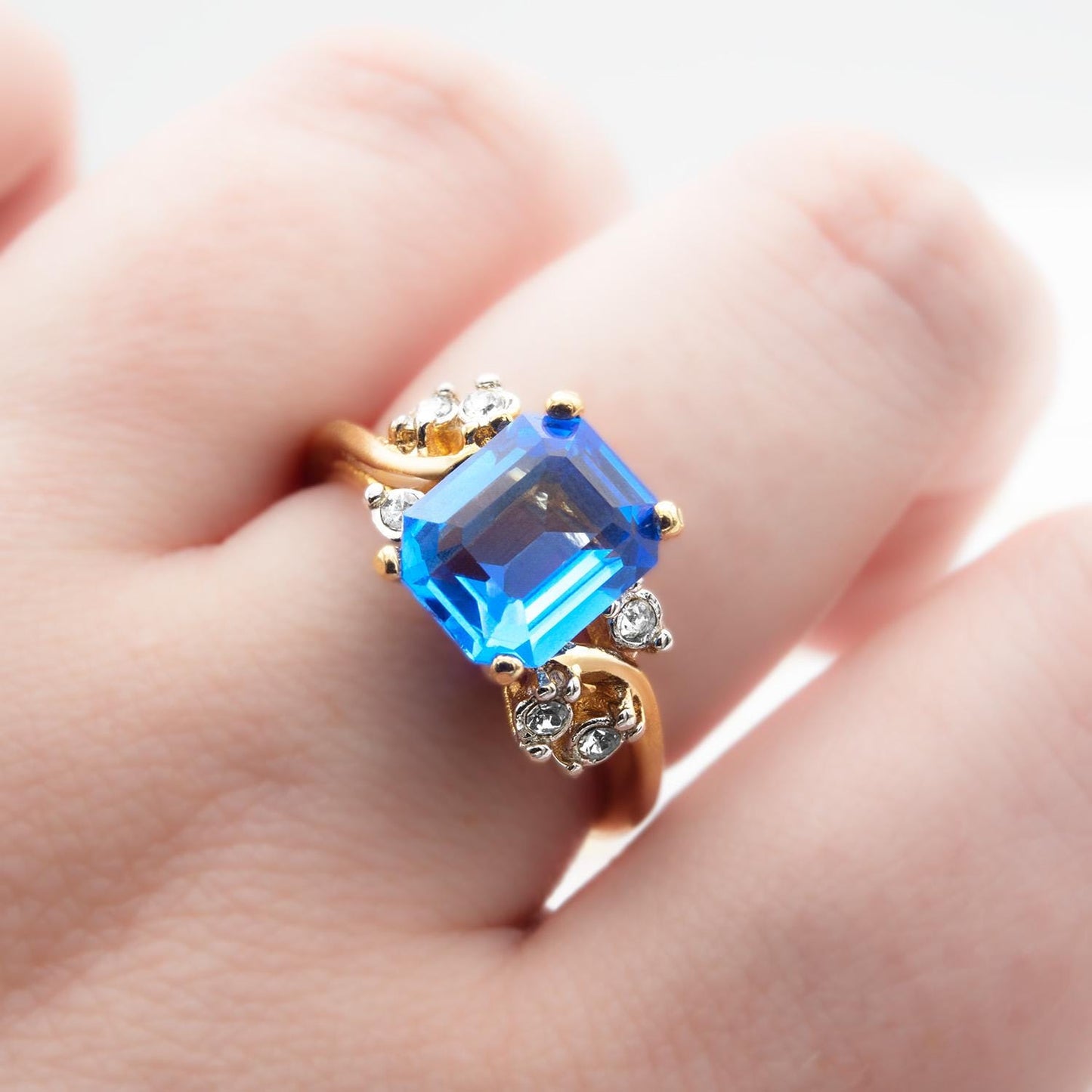 Austrian Crystal Vintage Ring Antique 18k Gold Electroplated Birthstone Women's Jewelry Antique