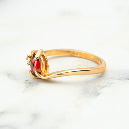 Vintage Ring Cabochon Genuine or Austrian Crystal Ring 18k Gold R686 - Limited Stock - Never Worn Womans Jewelry Gold Dainty Ring