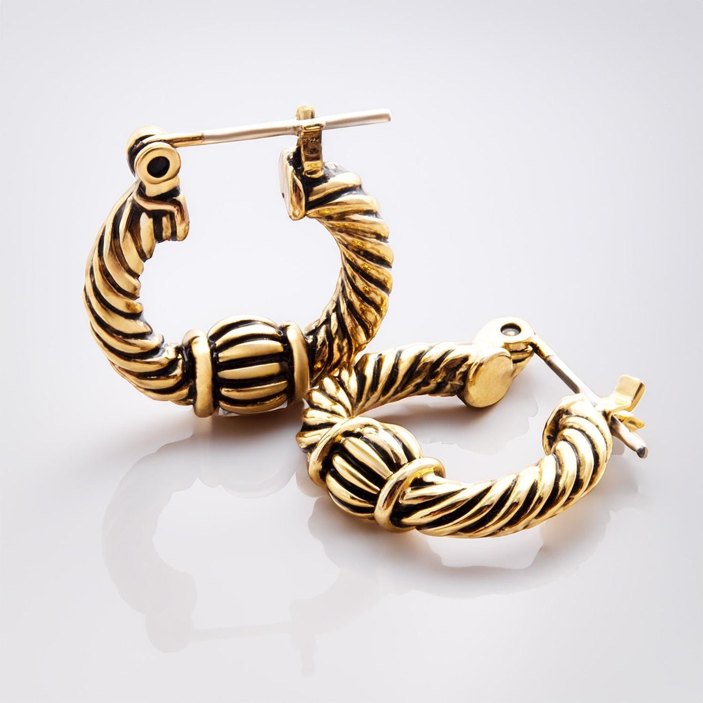 Women's Vintage Earrings Oscar de la Renta Twisted Rope Hoop Earrings