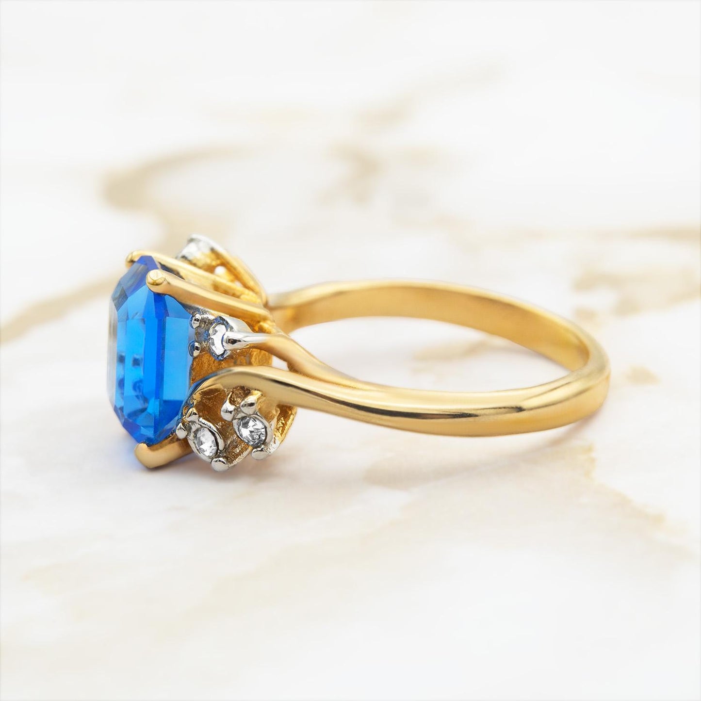 Austrian Crystal Vintage Ring Antique 18k Gold Electroplated Birthstone Womens Jewelry Antique December Birthstone