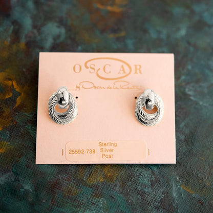 Vintage Oscar de la Renta Earrings Silver Tone Plating
