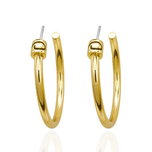 Vintage Oscar De La Renta Hoop Earrings: Gold Plated Logo Hoop Earrings