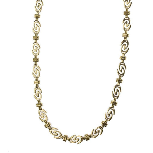 Vintage Womens Oscar de la Renta Logo Necklace 32" Gold Plated Chain Antique Designer Necklace for Mom Grandma Womens Gifts Birthday ONLY 1
