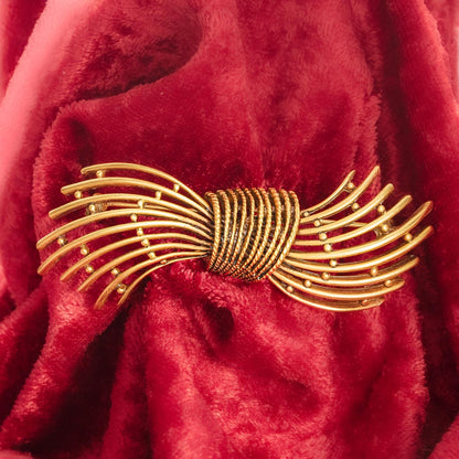 Vintage Oscar de la Renta Gold Swirl Brooch Yellow Gold Plated Designer Pin