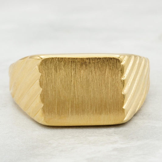 Vintage Brushed Gold Ring 18k Gold Electroplated Woman or Man Antique Ring Handcrafted Made in USA Dad Father's Day Gifts