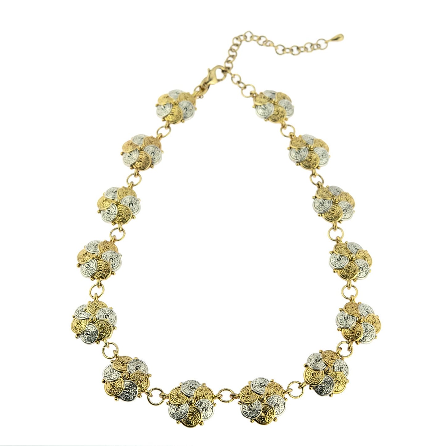 Vintage Oscar De La Renta Beautiful Two Tone 16-19 Inch Necklace #OSN-554