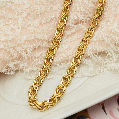 Vintage Oscar de la Renta Necklace Gold Plated Heavy Rope Chain Designer Antique Style Jewelry Bulky for Women Statement Chains Womens