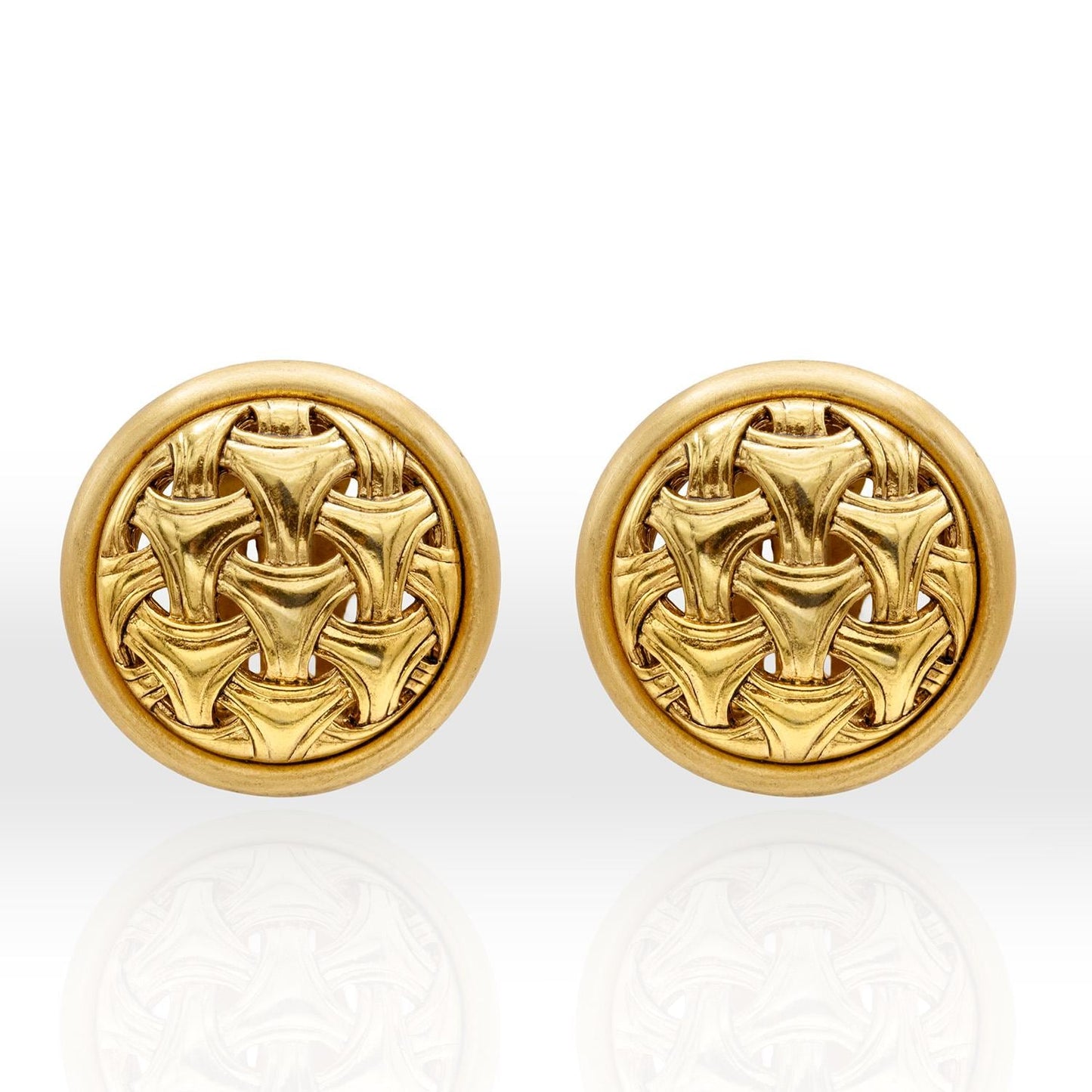 Vintage Oscar de la Renta Gold Plated Clip Earrings Womens Button Gold Earrings Classic Designer Earrings Gift for Women Mom Grandma Antique