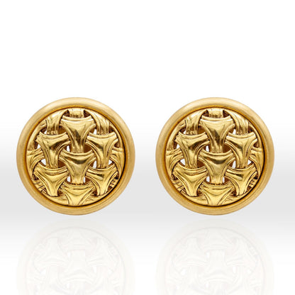 Vintage Oscar de la Renta Gold Plated Clip Earrings Womens Button Gold Earrings Classic Designer Earrings Gift for Women Mom Grandma Antique