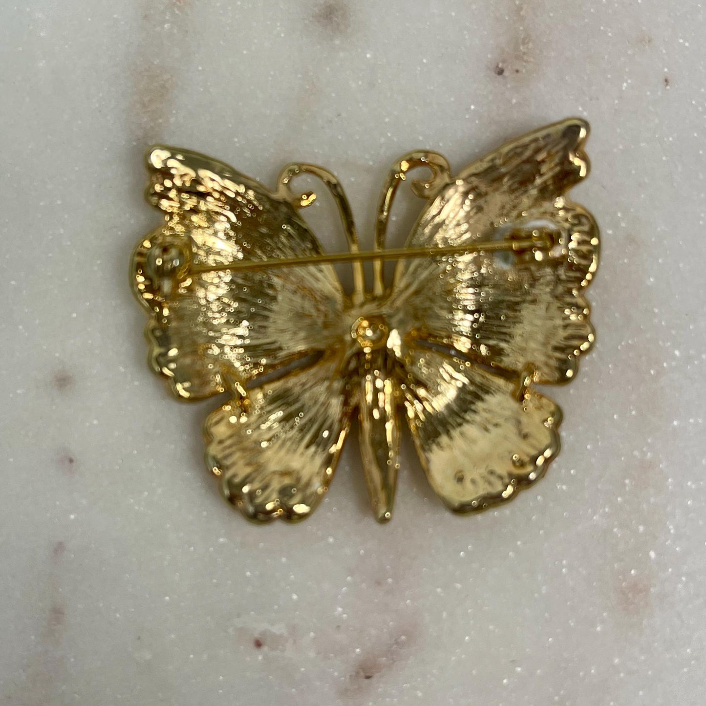 Hand Crafted Pin Clear Austrian Crystals Antique Brooch for Women Only 1 Colorful Hand Painted Butterfly Rebirth Symbal
