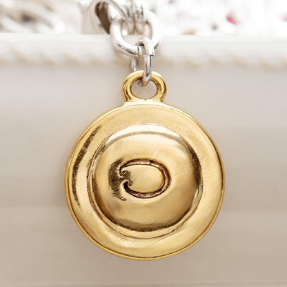 Vintage Oscar De La Renta Gold and Silver 16" Inch Pendant Reversable Necklace Basket Weave Designer Oscar Logo for Women Girls Necklaces