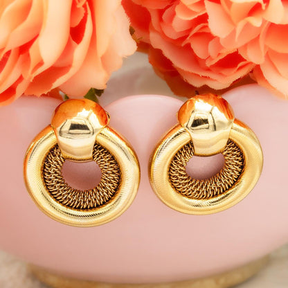 Vintage Women's Earrings Antique Gold Pierced Earrings for Women Statement Lightweight Classic Design Earrings