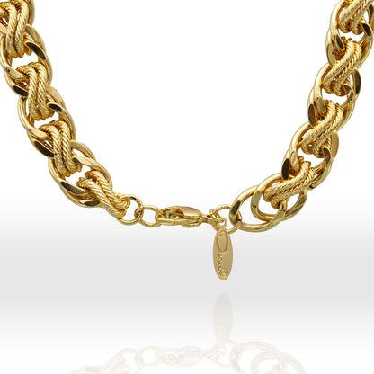 Vintage Oscar de la Renta Necklace Gold Plated Heavy Rope Chain Designer Antique Style Jewelry Bulky for Women Statement Chains Womens