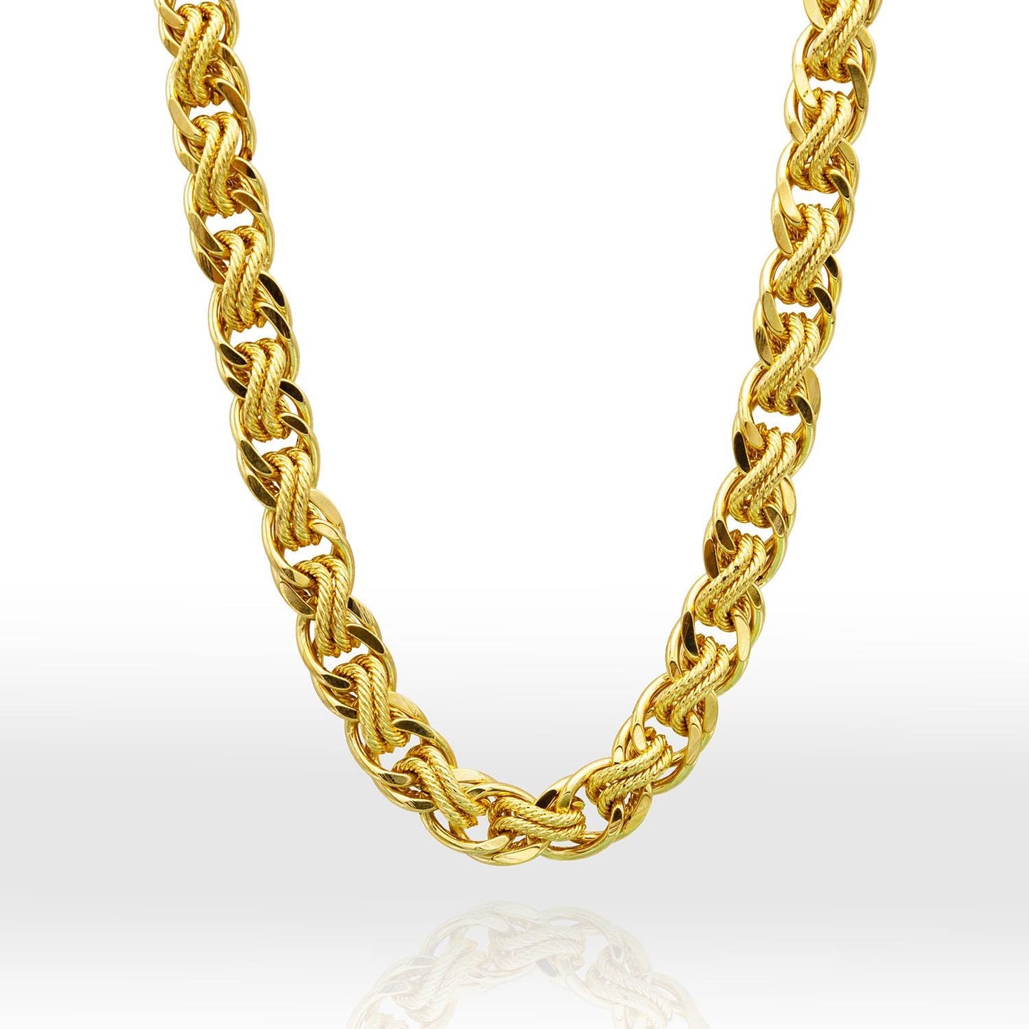 Vintage Oscar de la Renta Necklace Gold Plated Heavy Rope Chain Designer Antique Style Jewelry Bulky for Women Statement Chains Womens