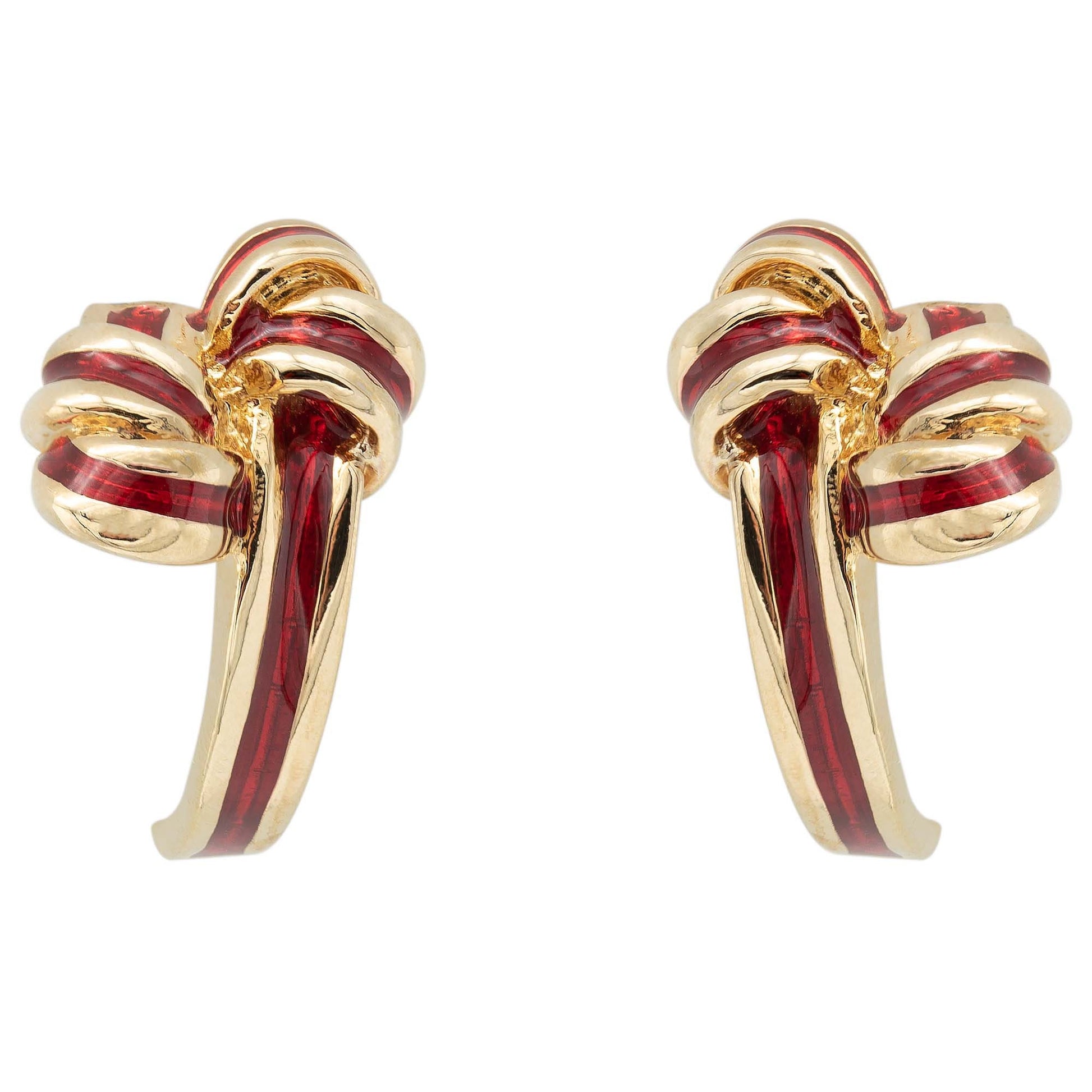 Riley Mid Century Gold and Red Enamel Post Earrings