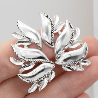 Vintage Earrings Oscar de la Renta Signed Polished Silver Clip Earrings