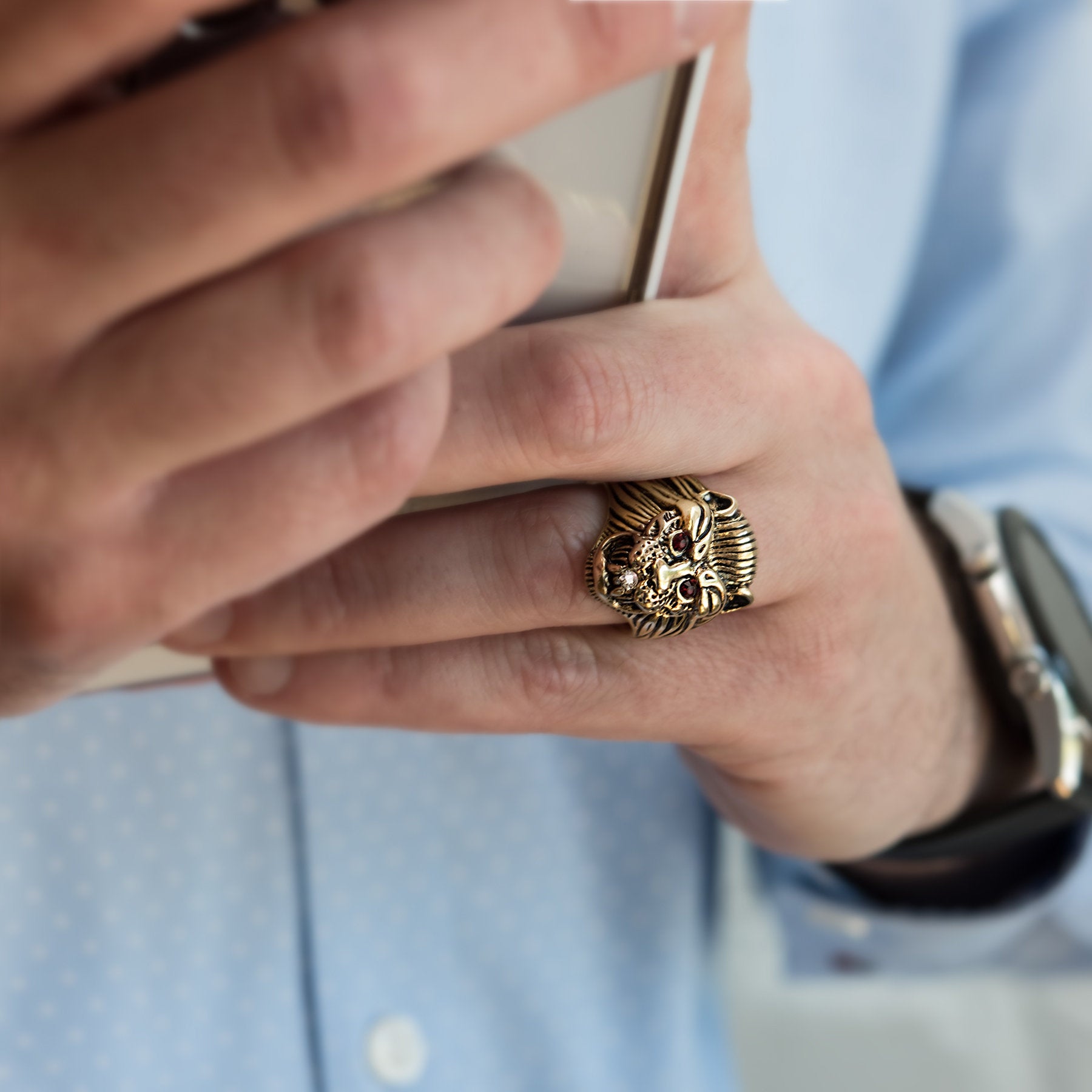 White gold clearance lion ring