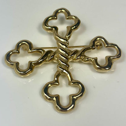 Vintage Brooch Cross Design Pin Brooch Design 18k Gold Plated Antique Brooch