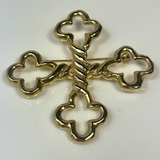 Vintage Brooch Cross Design Pin Brooch Design 18k Gold Plated Antique Brooch
