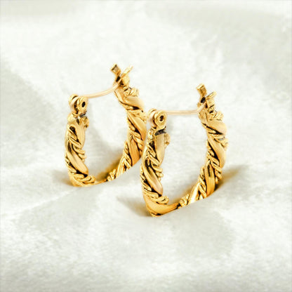 Vintage Earrings Oscar De La Renta Twisted Rope Antique Yellow Gold Plated Hoop Earrings Womans