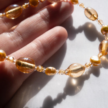 Vintage Oscar De La Renta 16 Inch Genuine Fresh Water Pearl and Glass Necklace