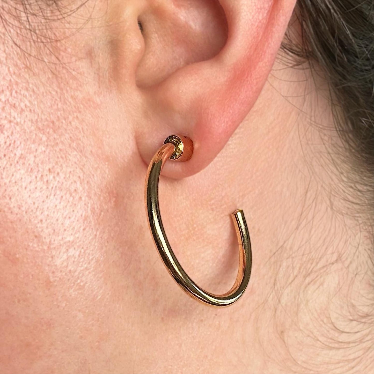 Vintage Oscar De La Renta Hoop Earrings: Gold Plated Logo Hoop Earrings