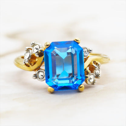 Austrian Crystal Vintage Ring Antique 18k Gold Electroplated Birthstone Women's Jewelry Antique