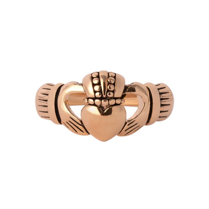 Handcrafted Vintage 18k Antique Yellow Gold Electroplated Irish Claddagh Ring Made in USA