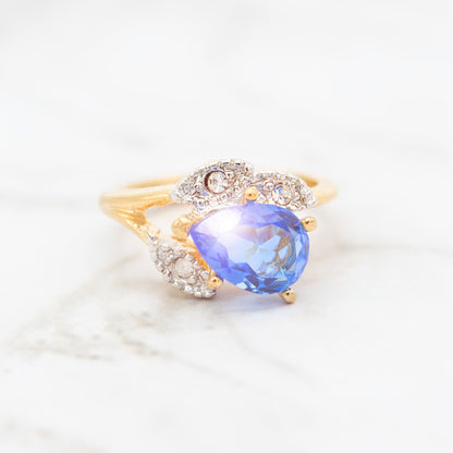 Genuine Opal or Austrian Crystal Vintage Ring Antique 18k Gold Electroplated Birthstone Womens Jewelry Antique - Never Worn