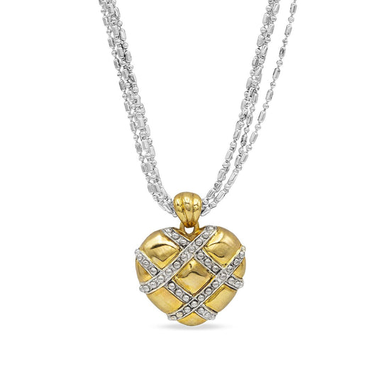 Womens Vintage Oscar De La Renta Yellow and White Gold Heart Pendant Necklace, 24 Inch Valentine's Day Gifs