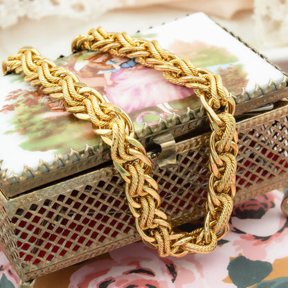 Vintage Oscar de la Renta Necklace Gold Plated Heavy Rope Chain Designer Antique Style Jewelry Bulky for Women Statement Chains Womens