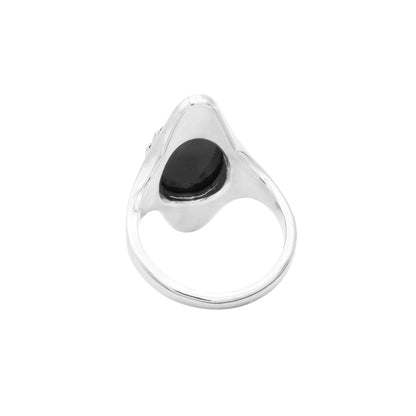 Vintage Ring Onyx Ring 18k White Gold Electroplated R714